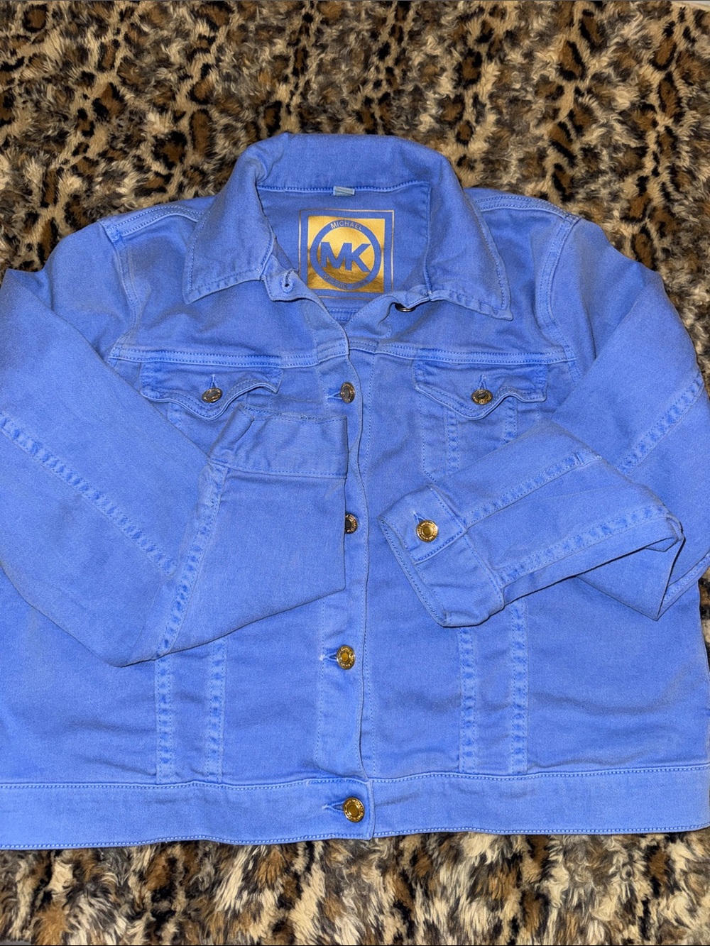 Michael Kors Bright Blue Denim Jacket with Gold Buttons